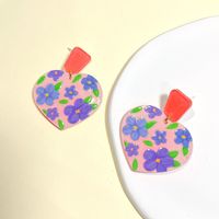 1 Pair Simple Style Leaf Heart Shape Flower Arylic Epoxy Women's Drop Earrings sku image 1