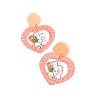 1 Pair Cartoon Style Rabbit Heart Shape Flower Arylic Epoxy Women's Chandelier Earrings main image 4