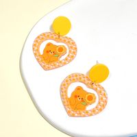 1 Pair Cartoon Style Rabbit Heart Shape Flower Arylic Epoxy Women's Chandelier Earrings sku image 2