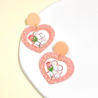 1 Pair Cartoon Style Rabbit Heart Shape Flower Arylic Epoxy Women's Chandelier Earrings sku image 1