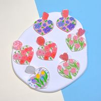 1 Par De Hojas De Estilo Simple Con Forma De Corazón Flor Arylic Epoxy Pendientes De Gota Para Mujer main image 1