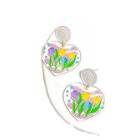 1 Pair Simple Style Leaf Heart Shape Flower Arylic Epoxy Women's Drop Earrings main image 3