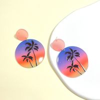 1 Pair Cartoon Style Leaf Coconut Tree Bird Arylic Epoxy Women's Drop Earrings sku image 2