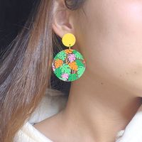 1 Pair Cartoon Style Leaf Coconut Tree Bird Arylic Epoxy Women's Drop Earrings main image 5