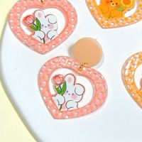 1 Pair Cartoon Style Rabbit Heart Shape Flower Arylic Epoxy Women's Chandelier Earrings main image 3