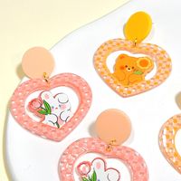 1 Pair Cartoon Style Rabbit Heart Shape Flower Arylic Epoxy Women's Chandelier Earrings main image 2