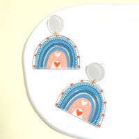 1 Paar Mode Regenbogen Herzform Aryl Epoxid Frau Tropfenohrringe sku image 3