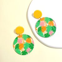 1 Pair Cartoon Style Leaf Coconut Tree Bird Arylic Epoxy Women's Drop Earrings sku image 3