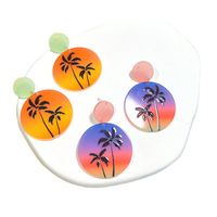 1 Pair Cartoon Style Leaf Coconut Tree Bird Arylic Epoxy Women's Drop Earrings main image 2