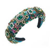 Baroque Style Square Oval Cloth Inlay Rhinestones Glass Pearl Hair Band 1 Piece sku image 3