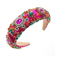 Baroque Style Square Oval Cloth Inlay Rhinestones Glass Pearl Hair Band 1 Piece sku image 1