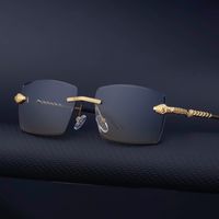 Fashion Solid Color Snake Pc Uv400 Square Metal Frameless Men's Sunglasses main image 5