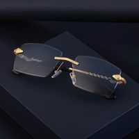 Fashion Solid Color Snake Pc Uv400 Square Metal Frameless Men's Sunglasses main image 4