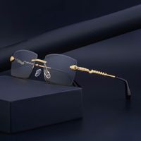Fashion Solid Color Snake Pc Uv400 Square Metal Frameless Men's Sunglasses main image 1
