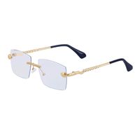 Fashion Solid Color Snake Pc Uv400 Square Metal Frameless Men's Sunglasses sku image 3