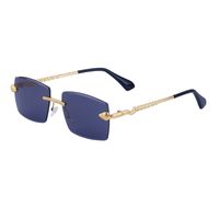 Fashion Solid Color Snake Pc Uv400 Square Metal Frameless Men's Sunglasses sku image 1