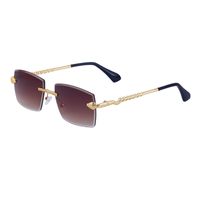 Fashion Solid Color Snake Pc Uv400 Square Metal Frameless Men's Sunglasses sku image 2