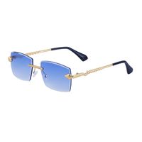Fashion Solid Color Snake Pc Uv400 Square Metal Frameless Men's Sunglasses sku image 7