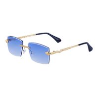 Moda Color Sólido Serpiente Ordenador Personal Uv400 Cuadrado Metal Sin Marco Gafas De Sol Hombre sku image 7