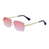 Fashion Solid Color Snake Pc Uv400 Square Metal Frameless Men's Sunglasses sku image 4