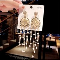 1 Pair Elegant Star Tassel Heart Shape Inlay Alloy Artificial Pearls Rhinestones Glass Earrings main image 5