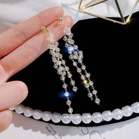 1 Pair Elegant Star Tassel Heart Shape Inlay Alloy Artificial Pearls Rhinestones Glass Earrings sku image 68