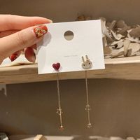 1 Pair Elegant Star Tassel Heart Shape Inlay Alloy Artificial Pearls Rhinestones Glass Earrings sku image 60