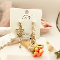 1 Pair Elegant Star Tassel Heart Shape Inlay Alloy Artificial Pearls Rhinestones Glass Earrings sku image 72