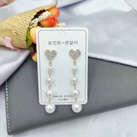 1 Pair Elegant Star Tassel Heart Shape Inlay Alloy Artificial Pearls Rhinestones Glass Earrings sku image 4