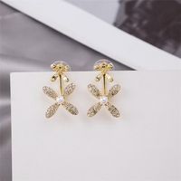 1 Pair Fashion Flower Butterfly Bow Knot Alloy Inlay Artificial Pearls Rhinestones Shell Women's Earrings sku image 48