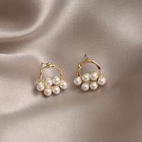 1 Pair Fashion Flower Butterfly Bow Knot Alloy Inlay Artificial Pearls Rhinestones Shell Women's Earrings sku image 2