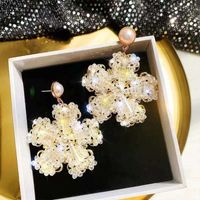 1 Pair Fashion Flower Butterfly Bow Knot Alloy Inlay Artificial Pearls Rhinestones Shell Women's Earrings sku image 81