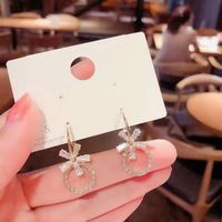1 Pair Fashion Flower Butterfly Bow Knot Alloy Inlay Artificial Pearls Rhinestones Shell Women's Earrings sku image 74