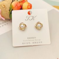 1 Pair Fashion Flower Butterfly Bow Knot Alloy Inlay Artificial Pearls Rhinestones Shell Women's Earrings sku image 40