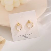 1 Pair Fashion Flower Butterfly Bow Knot Alloy Inlay Artificial Pearls Rhinestones Shell Women's Earrings sku image 22