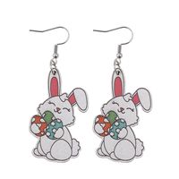 1 Pair Fashion Rabbit Wood Easter Women's Drop Earrings sku image 1