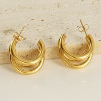 1 Pair Casual Vintage Style Geometric 304 Stainless Steel 18K Gold Plated Earrings main image 5