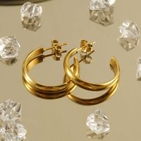 1 Pair Simple Style U Shape Plating Stainless Steel Earrings main image 1