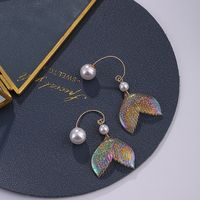 1 Pair Simple Style Fish Tail Plastic Resin Metal Women's Earrings main image 6