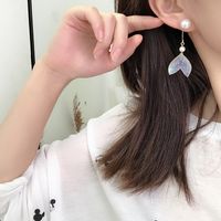 1 Pair Simple Style Fish Tail Plastic Resin Metal Women's Earrings sku image 2