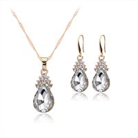 1 Set Fashion Water Droplets Alloy Inlay Crystal Rhinestones Women's Earrings Necklace main image 3