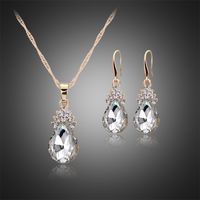1 Set Fashion Water Droplets Alloy Inlay Crystal Rhinestones Women's Earrings Necklace main image 5
