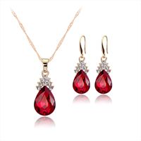 1 Set Fashion Water Droplets Alloy Inlay Crystal Rhinestones Women's Earrings Necklace main image 4