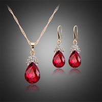 1 Set Fashion Water Droplets Alloy Inlay Crystal Rhinestones Women's Earrings Necklace main image 1