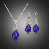 1 Set Fashion Water Droplets Alloy Inlay Crystal Rhinestones Women's Earrings Necklace main image 2