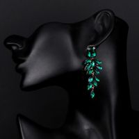 1 Pair Shiny Leaf Square Metal Inlay Rhinestones Glass Women's Drop Earrings main image 5