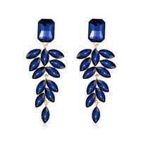 1 Pair Elegant Glam Leaf Inlay Alloy Rhinestones Glass Drop Earrings sku image 2