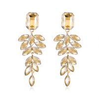 1 Pair Elegant Glam Leaf Inlay Alloy Rhinestones Glass Drop Earrings main image 5