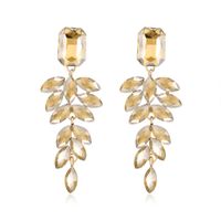 1 Pair Shiny Leaf Square Metal Inlay Rhinestones Glass Women's Drop Earrings sku image 4