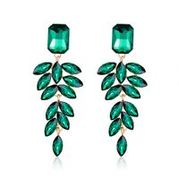 1 Pair Elegant Glam Leaf Inlay Alloy Rhinestones Glass Drop Earrings main image 4